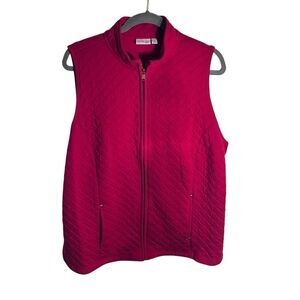 Kim Rogers Curvy Women’s Red Zip Up Quilted Vest With 2 Slit Pockets. Size 1X